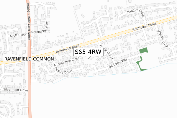 S65 4RW map - large scale - OS Open Zoomstack (Ordnance Survey)