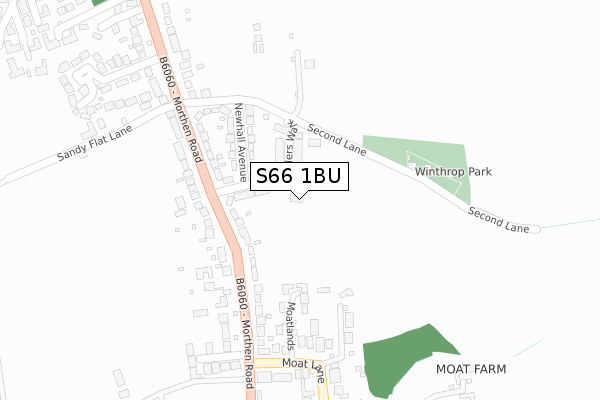 S66 1BU map - large scale - OS Open Zoomstack (Ordnance Survey)