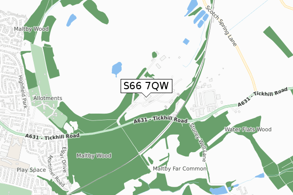 S66 7QW map - small scale - OS Open Zoomstack (Ordnance Survey)