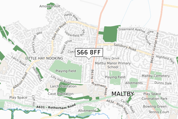 S66 8FF map - small scale - OS Open Zoomstack (Ordnance Survey)