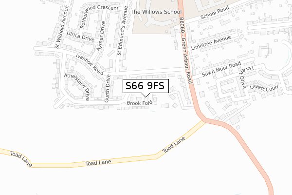 S66 9FS map - large scale - OS Open Zoomstack (Ordnance Survey)