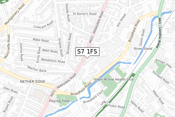 S7 1FS map - large scale - OS Open Zoomstack (Ordnance Survey)