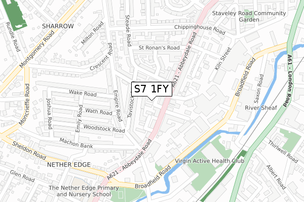 S7 1FY map - large scale - OS Open Zoomstack (Ordnance Survey)