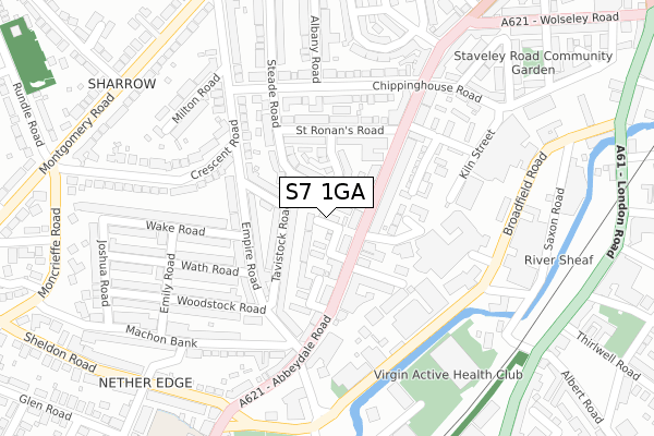 S7 1GA map - large scale - OS Open Zoomstack (Ordnance Survey)