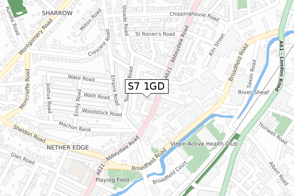 S7 1GD map - large scale - OS Open Zoomstack (Ordnance Survey)