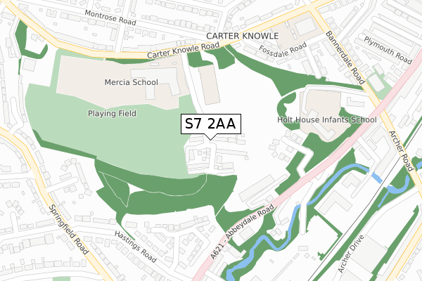 S7 2AA map - large scale - OS Open Zoomstack (Ordnance Survey)