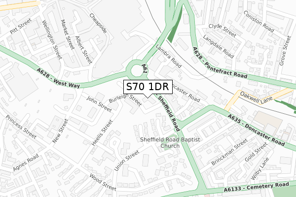 S70 1DR map - large scale - OS Open Zoomstack (Ordnance Survey)