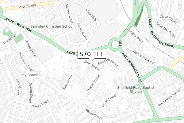 S70 1LL map - large scale - OS Open Zoomstack (Ordnance Survey)