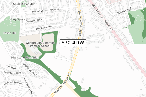 S70 4DW map - large scale - OS Open Zoomstack (Ordnance Survey)