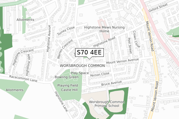 S70 4EE map - large scale - OS Open Zoomstack (Ordnance Survey)