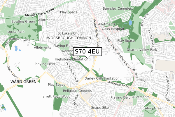 S70 4EU map - small scale - OS Open Zoomstack (Ordnance Survey)