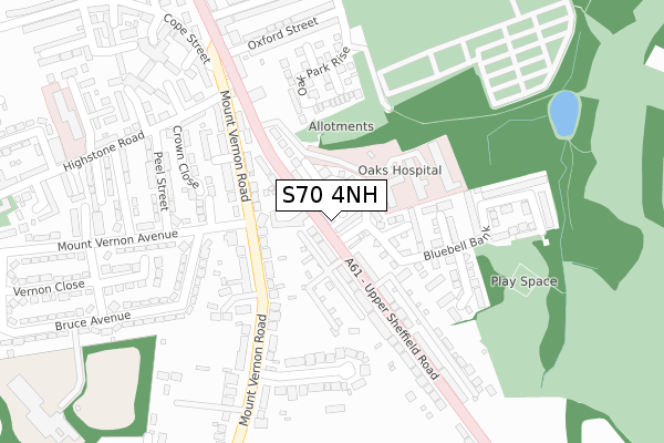 S70 4NH map - large scale - OS Open Zoomstack (Ordnance Survey)