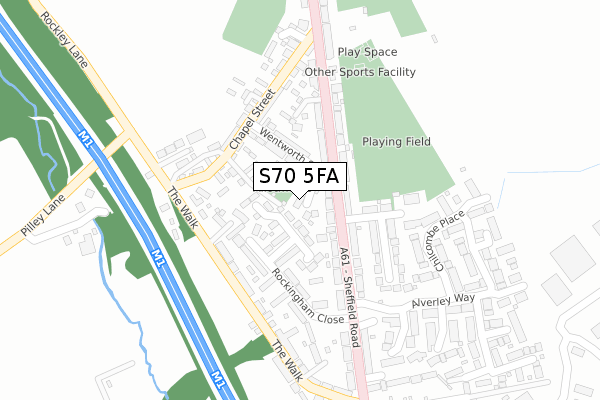 S70 5FA map - large scale - OS Open Zoomstack (Ordnance Survey)