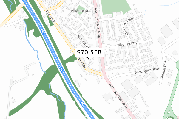S70 5FB map - large scale - OS Open Zoomstack (Ordnance Survey)