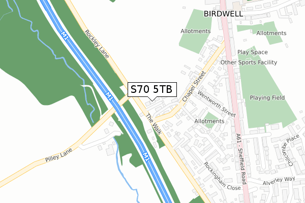 S70 5TB map - large scale - OS Open Zoomstack (Ordnance Survey)