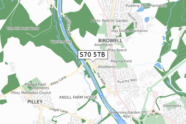 S70 5TB map - small scale - OS Open Zoomstack (Ordnance Survey)