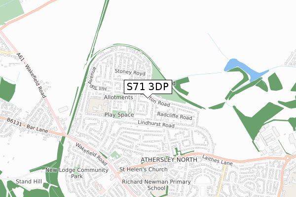 S71 3DP map - small scale - OS Open Zoomstack (Ordnance Survey)