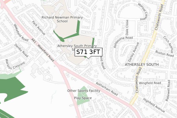 S71 3FT map - large scale - OS Open Zoomstack (Ordnance Survey)