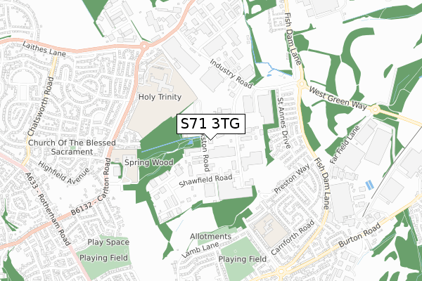 S71 3TG map - small scale - OS Open Zoomstack (Ordnance Survey) S71 3TG map - small scale - OS Open Zoomstack (Ordnance Survey)