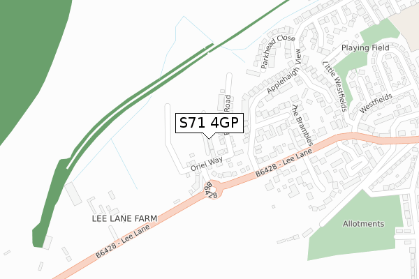 S71 4GP map - large scale - OS Open Zoomstack (Ordnance Survey)