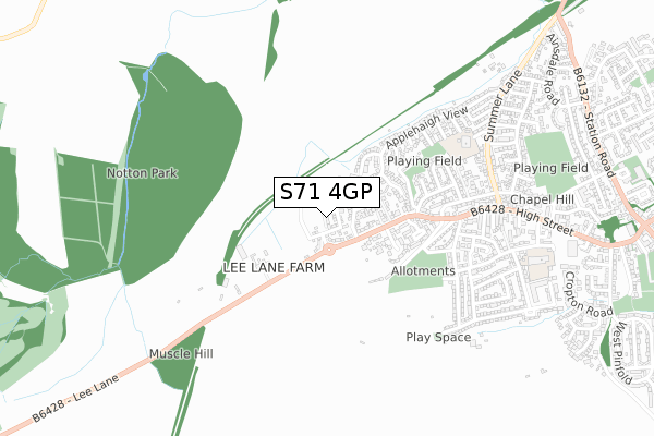 S71 4GP map - small scale - OS Open Zoomstack (Ordnance Survey)