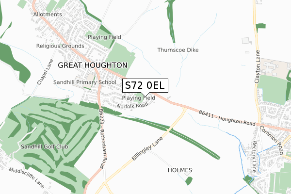 S72 0EL map - small scale - OS Open Zoomstack (Ordnance Survey)