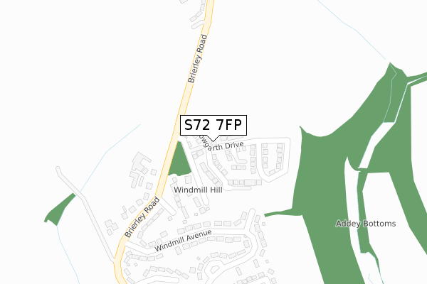 S72 7FP map - large scale - OS Open Zoomstack (Ordnance Survey)