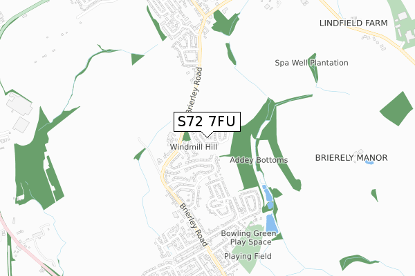 S72 7FU map - small scale - OS Open Zoomstack (Ordnance Survey)