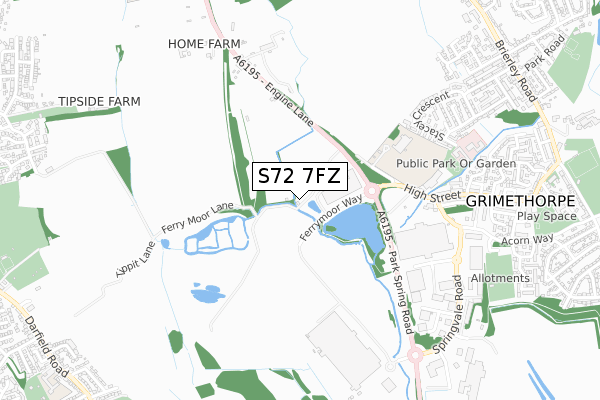 S72 7FZ map - small scale - OS Open Zoomstack (Ordnance Survey)