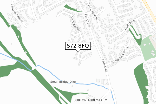 S72 8FQ map - large scale - OS Open Zoomstack (Ordnance Survey)