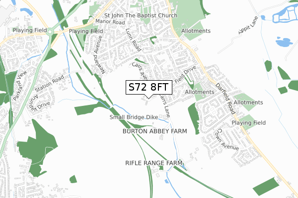 S72 8FT map - small scale - OS Open Zoomstack (Ordnance Survey)