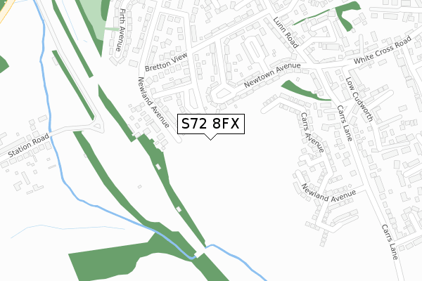 S72 8FX map - large scale - OS Open Zoomstack (Ordnance Survey)
