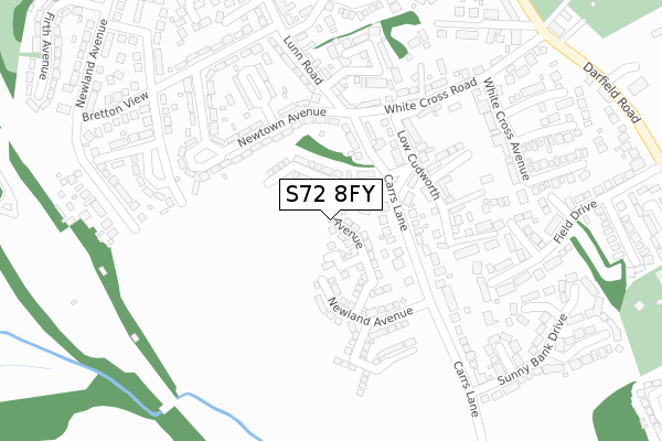 S72 8FY map - large scale - OS Open Zoomstack (Ordnance Survey)
