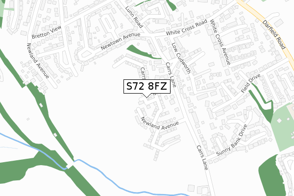 S72 8FZ map - large scale - OS Open Zoomstack (Ordnance Survey)