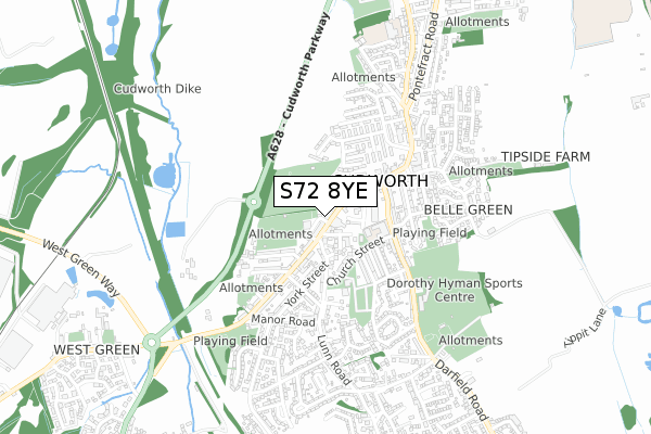 S72 8YE map - small scale - OS Open Zoomstack (Ordnance Survey) S72 8YE map - small scale - OS Open Zoomstack (Ordnance Survey)