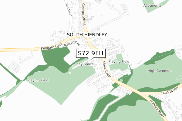 S72 9FH map - large scale - OS Open Zoomstack (Ordnance Survey)