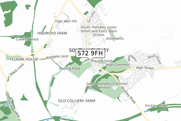 S72 9FH map - small scale - OS Open Zoomstack (Ordnance Survey)