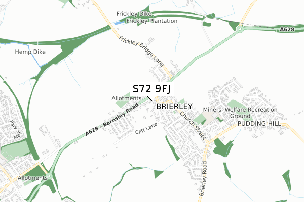 S72 9FJ map - small scale - OS Open Zoomstack (Ordnance Survey)