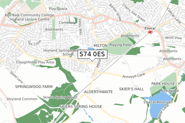 S74 0ES map - small scale - OS Open Zoomstack (Ordnance Survey)