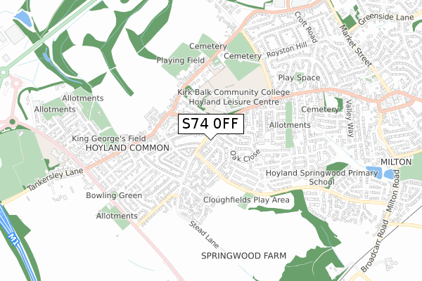 S74 0FF map - small scale - OS Open Zoomstack (Ordnance Survey)