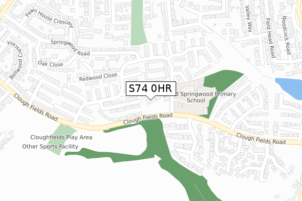 S74 0HR map - large scale - OS Open Zoomstack (Ordnance Survey)