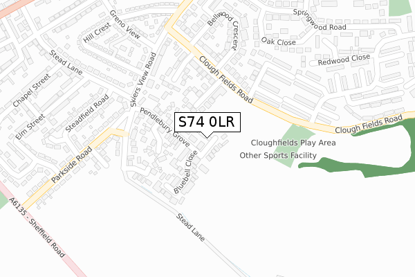 S74 0LR map - large scale - OS Open Zoomstack (Ordnance Survey)