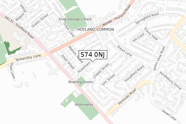 S74 0NJ map - large scale - OS Open Zoomstack (Ordnance Survey)