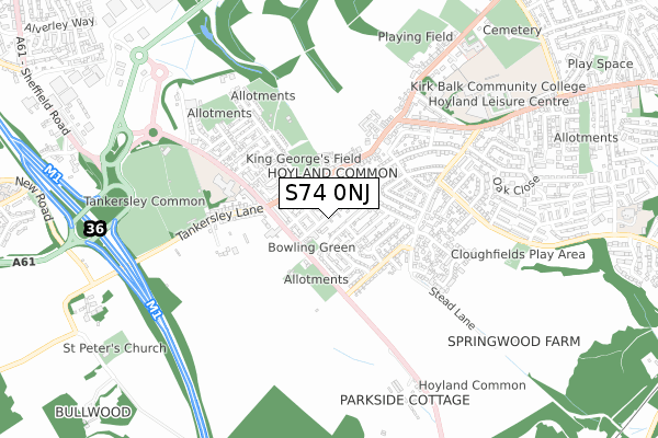 S74 0NJ map - small scale - OS Open Zoomstack (Ordnance Survey) S74 0NJ map - small scale - OS Open Zoomstack (Ordnance Survey)