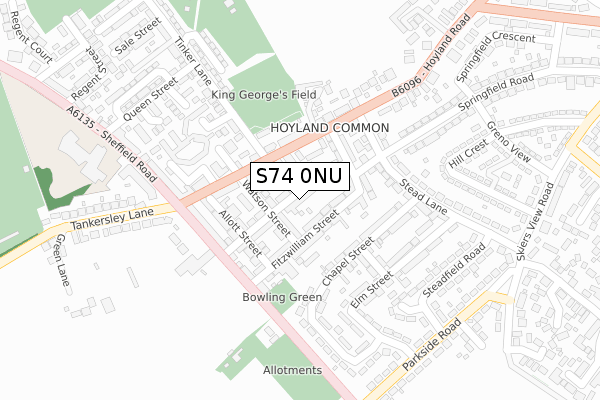 S74 0NU map - large scale - OS Open Zoomstack (Ordnance Survey)