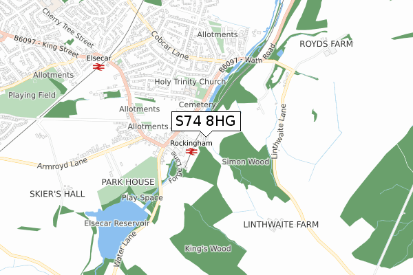 S74 8HG map - small scale - OS Open Zoomstack (Ordnance Survey) S74 8HG map - small scale - OS Open Zoomstack (Ordnance Survey)