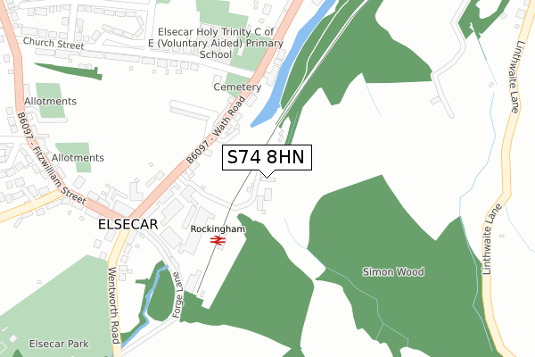 S74 8HN map - large scale - OS Open Zoomstack (Ordnance Survey)