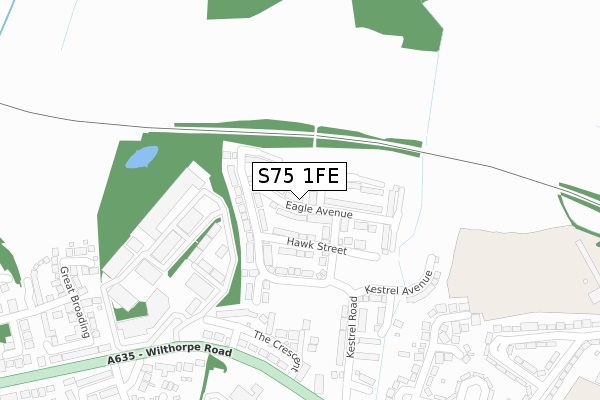 S75 1FE map - large scale - OS Open Zoomstack (Ordnance Survey)
