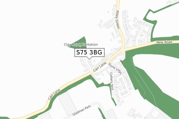 S75 3BG map - large scale - OS Open Zoomstack (Ordnance Survey)