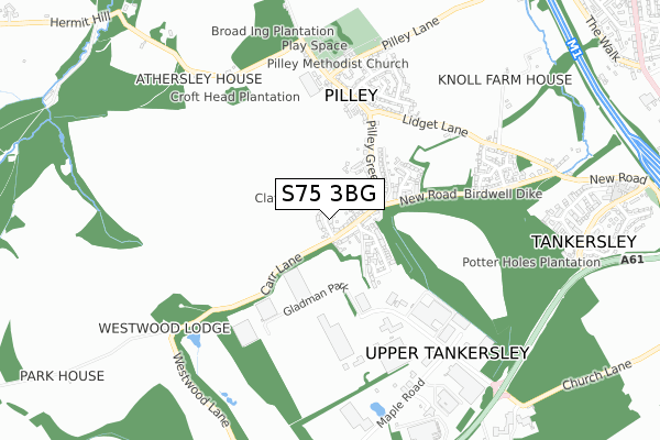 S75 3BG map - small scale - OS Open Zoomstack (Ordnance Survey)